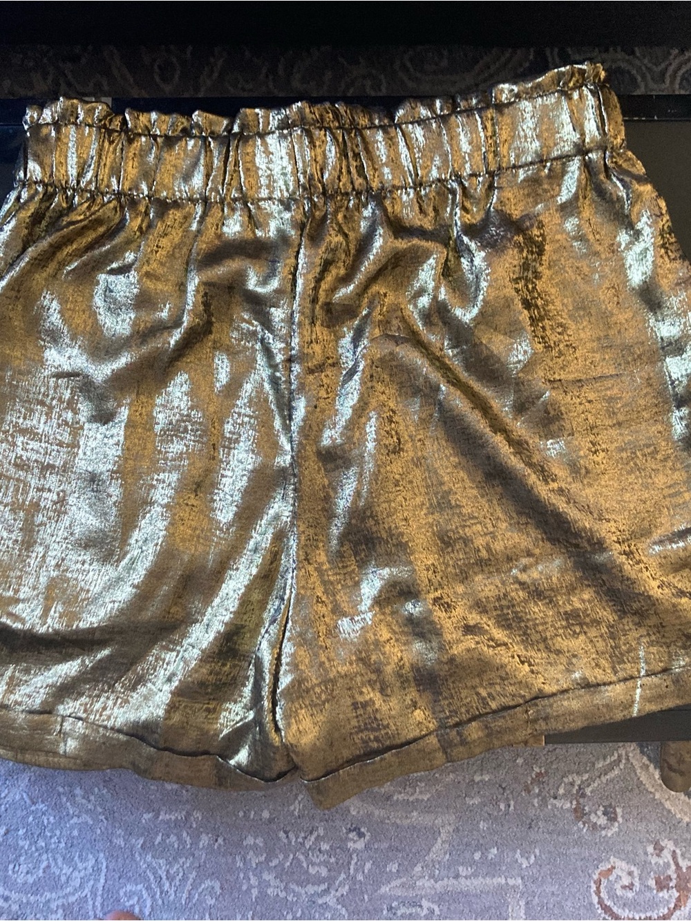 Metallic Gold Women's Elastic Waist Shorts